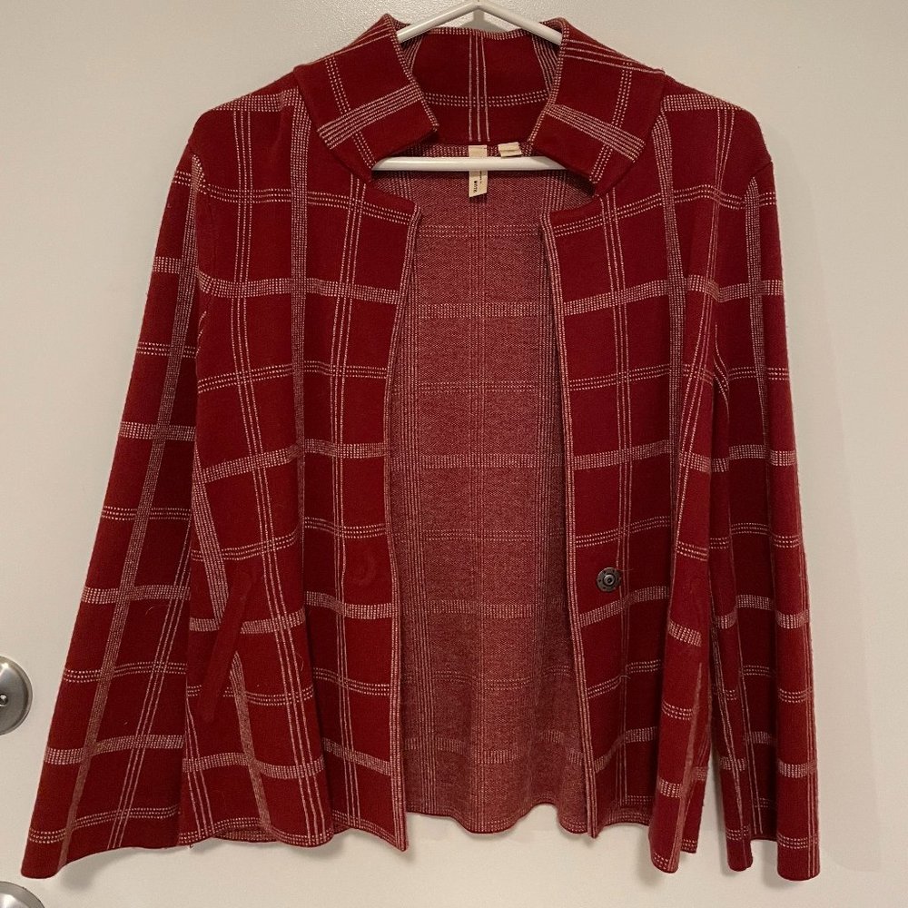 Anthropologie MOTH Windowpane Knit Blazer